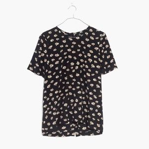 Madewell Silk Button-Back Tee in Seattle Floral